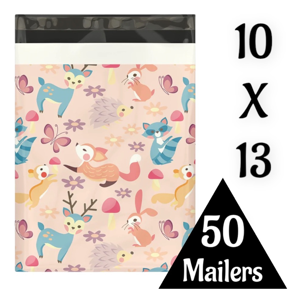 50 10X13 Poly Mailers Woodland Critters, Shipping Envelopes PRICE IS FIRM Fall - Picture 3 of 4